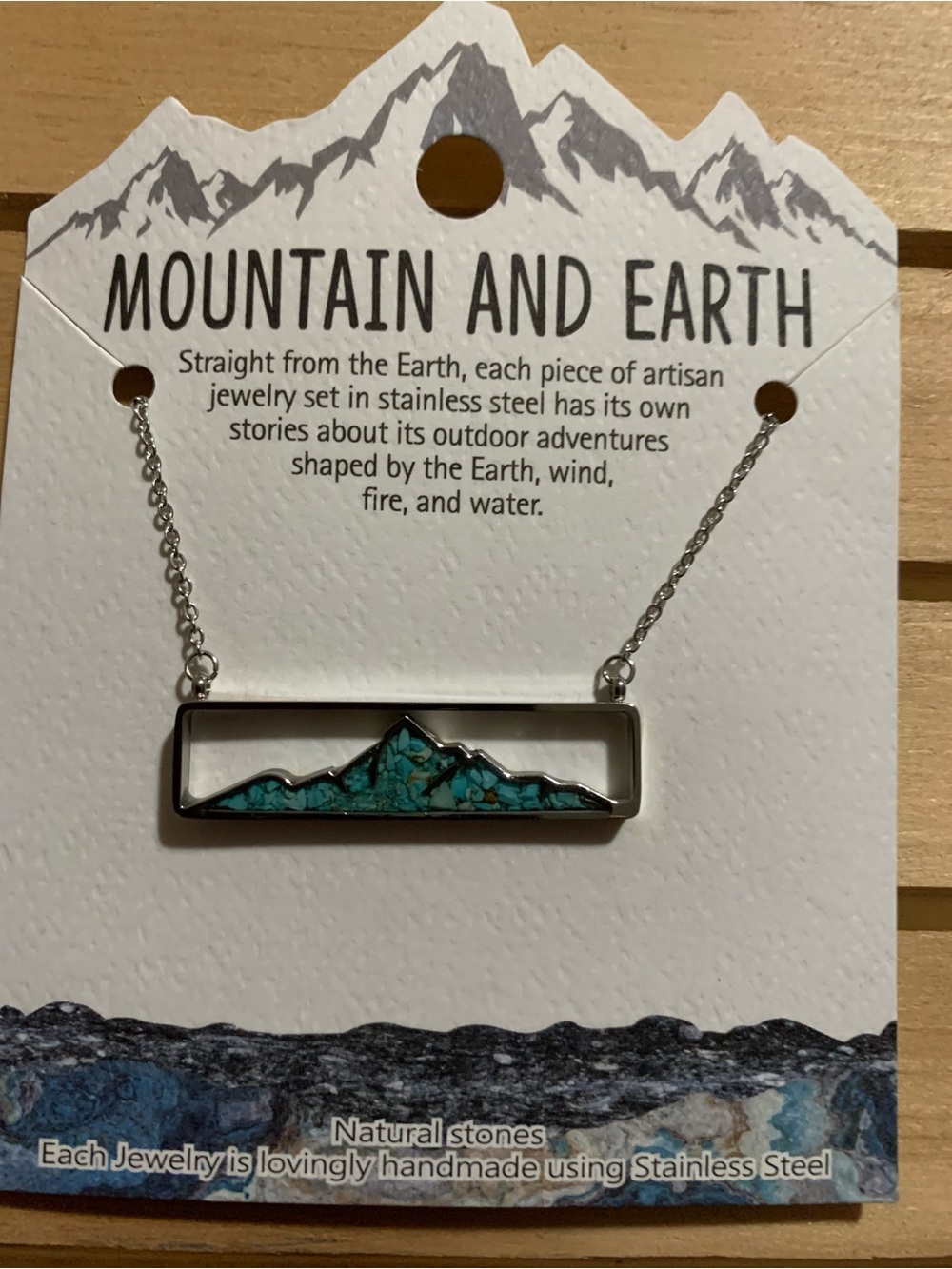 Lauren-Spencer Silver Bar Necklace with Turquoise Inlay